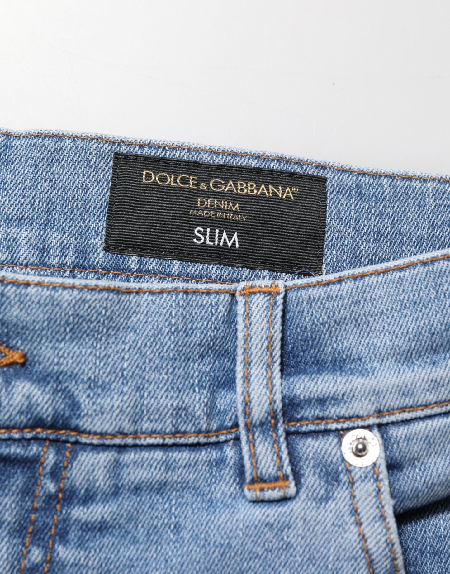 Dolce & Gabbana Blue Tattered Slim Fit Cotton Denim Jeans
