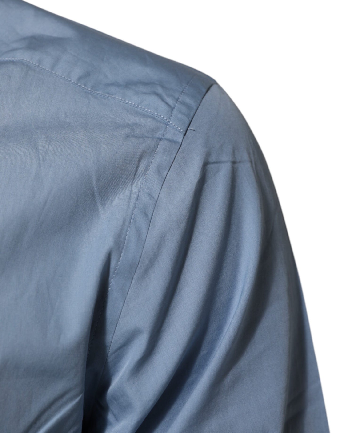 Dolce & Gabbana Blue Cotton Collared GOLD Formal Dress Shirt