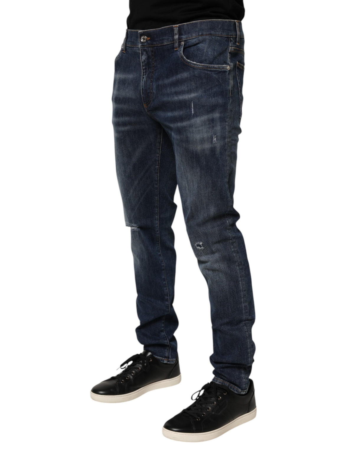 Jean Dolce &amp; Gabbana bleu foncé délavé et déchiré