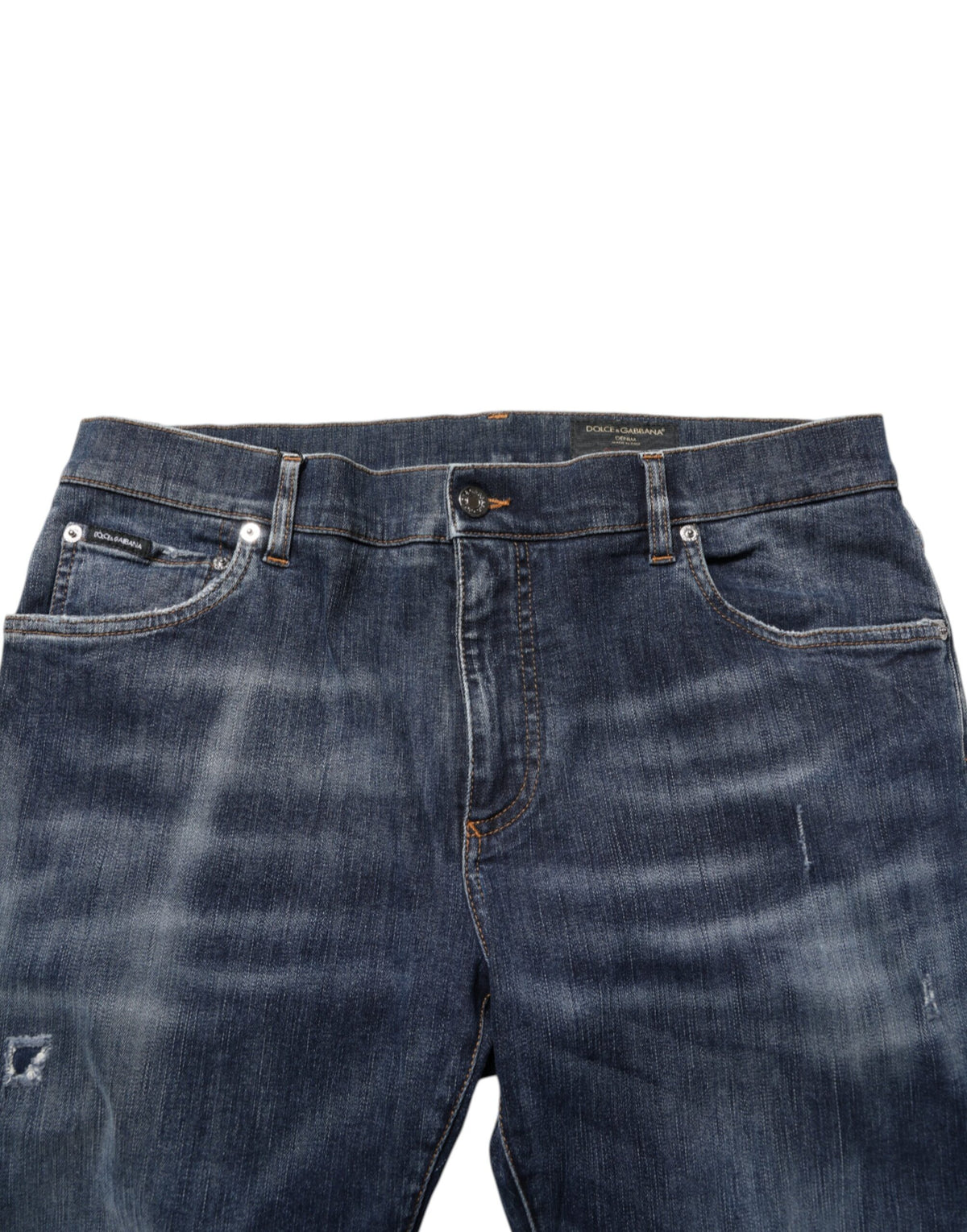 Jean Dolce &amp; Gabbana bleu foncé délavé et déchiré