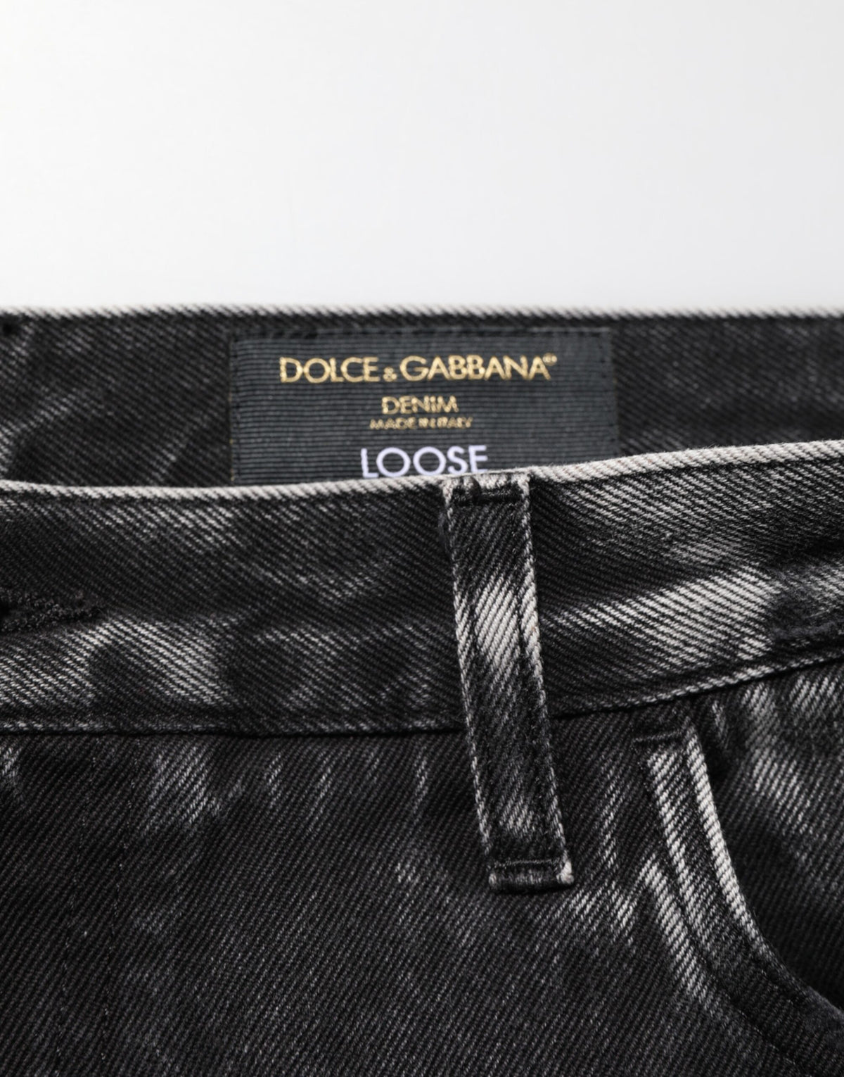 Jean en denim de coton noir délavé et déchiré Dolce &amp; Gabbana