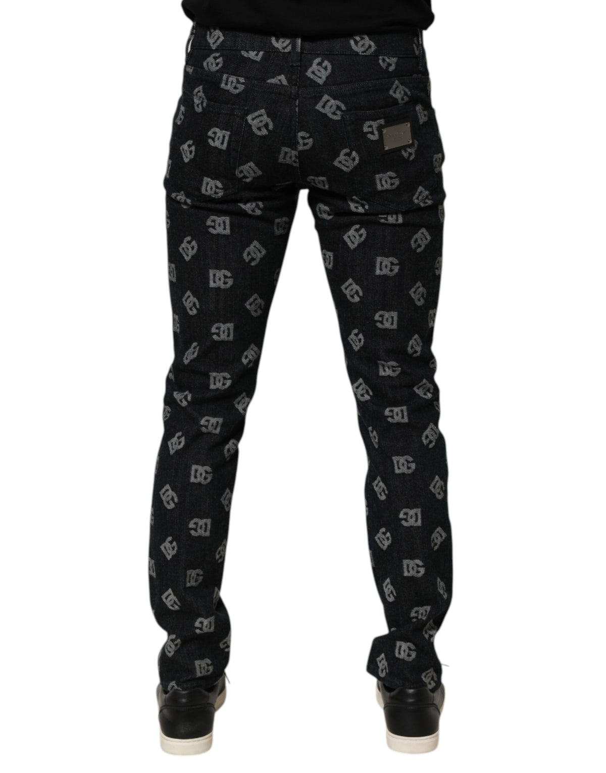 Jean skinny en coton noir à monogramme DG Dolce &amp; Gabbana