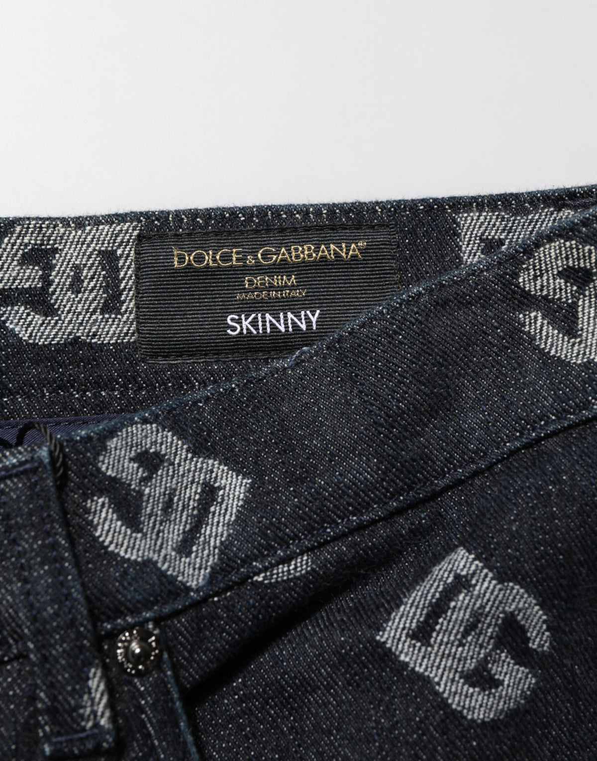 Jean skinny en coton noir à monogramme DG Dolce &amp; Gabbana