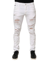 Jean Dolce &amp; Gabbana blanc délavé et déchiré