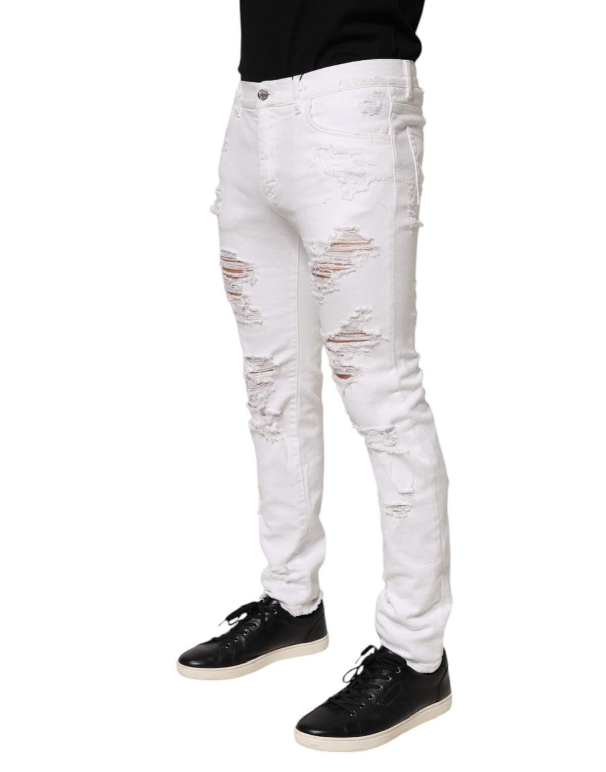 Jean Dolce &amp; Gabbana blanc délavé et déchiré