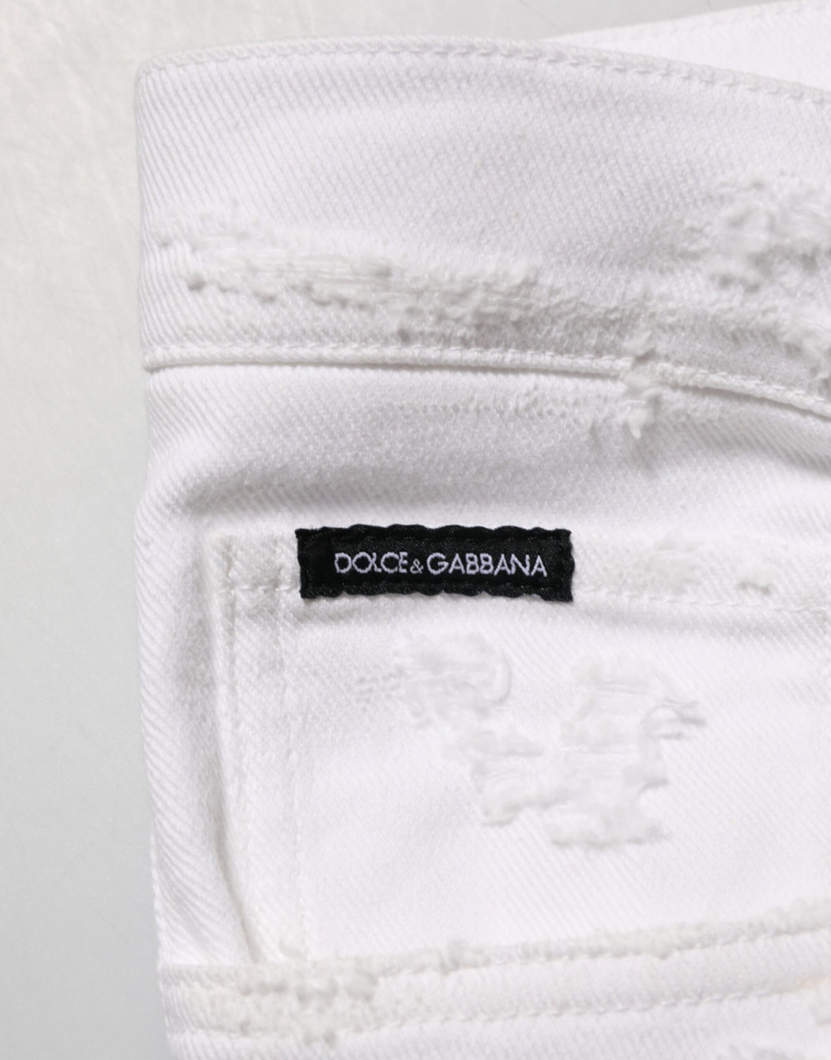 Jean Dolce &amp; Gabbana blanc délavé et déchiré