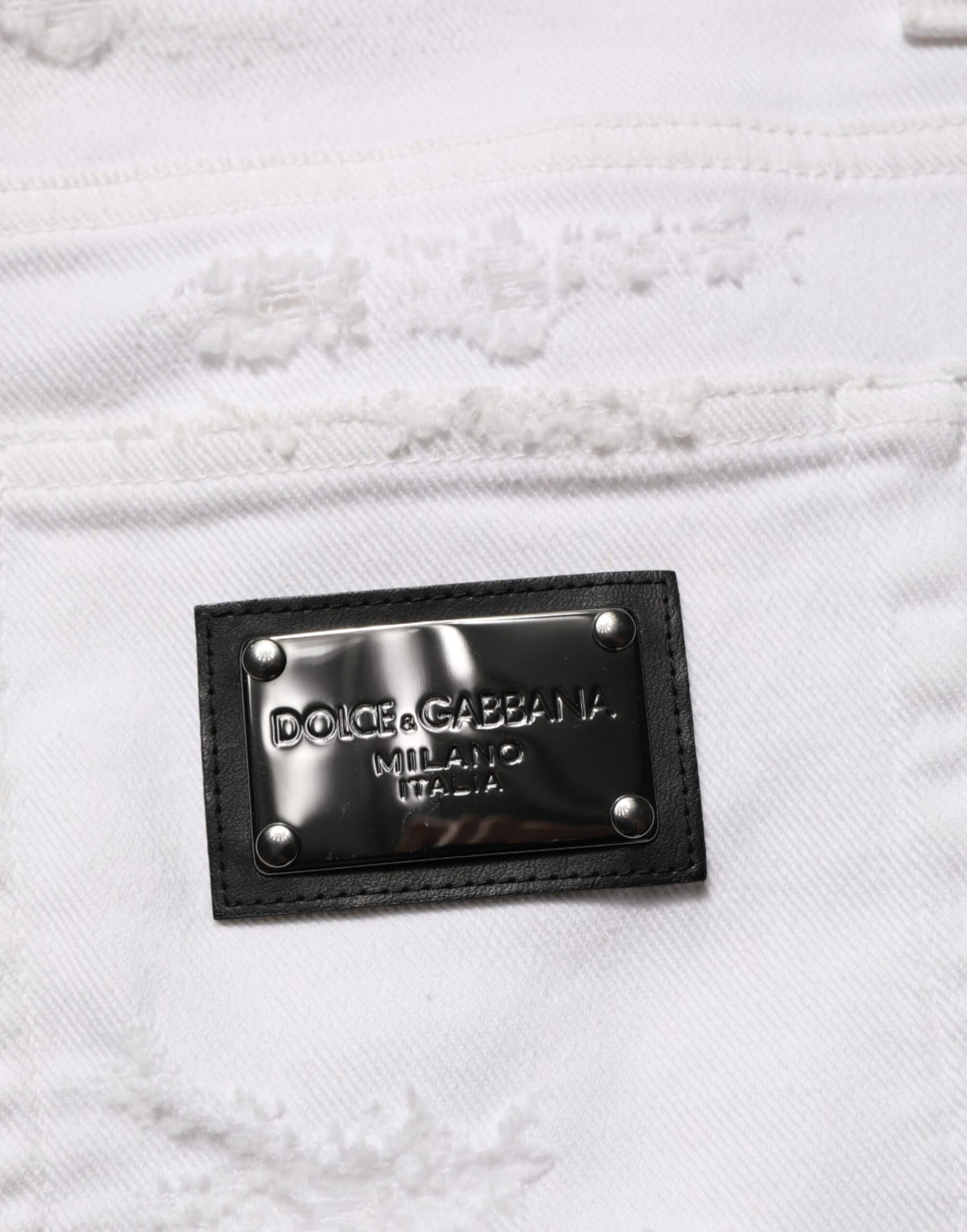 Jean Dolce &amp; Gabbana blanc délavé et déchiré