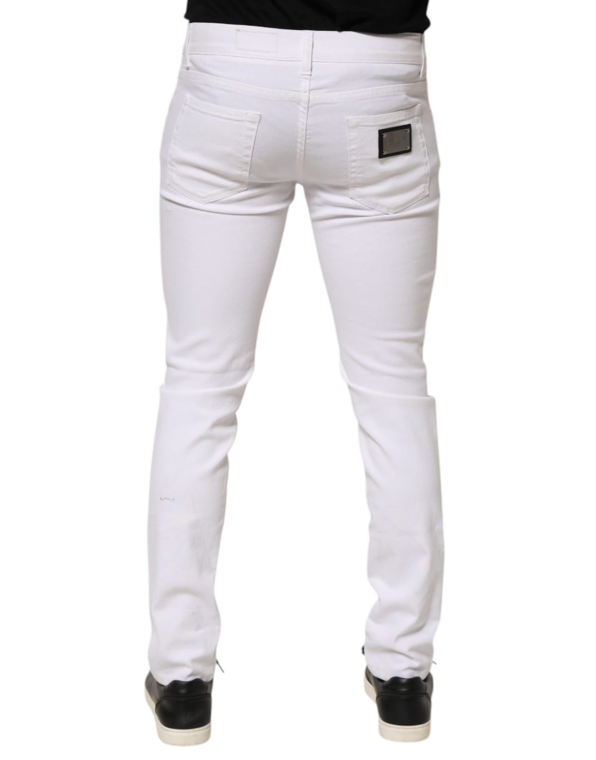 Jean skinny en coton blanc déchiré Dolce &amp; Gabbana pour homme