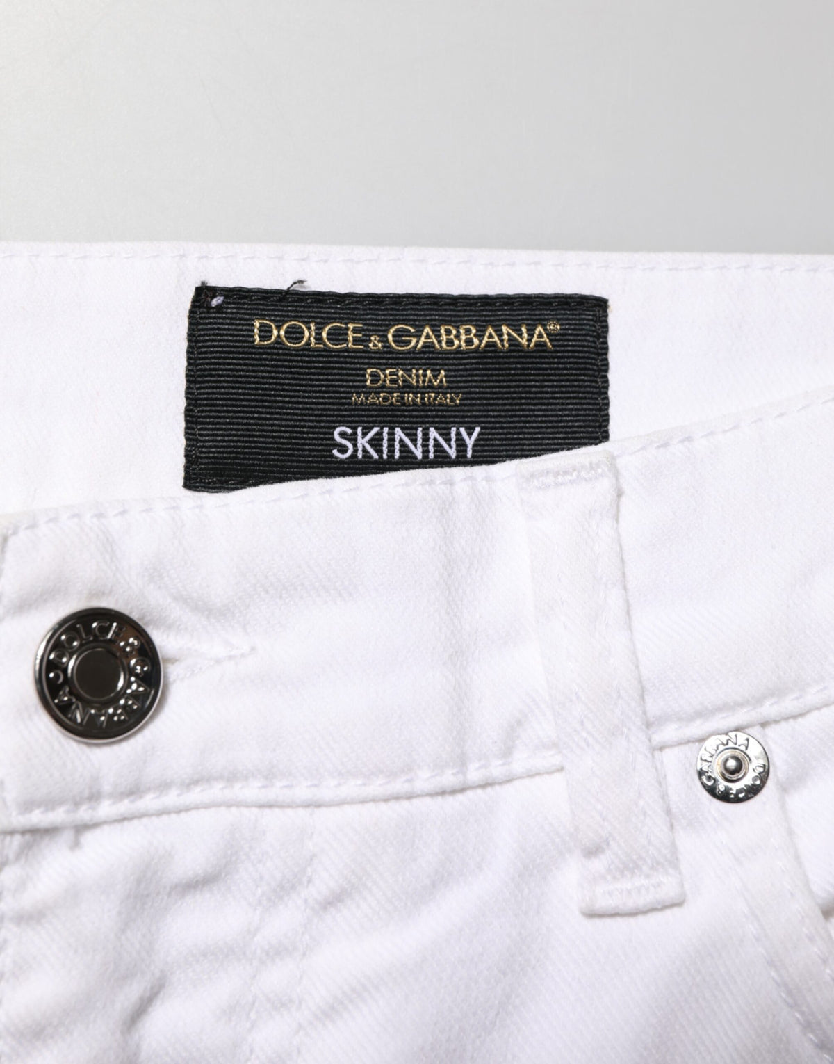 Jean skinny en coton blanc déchiré Dolce &amp; Gabbana pour homme