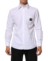 Chemise habillée blanche à col et logo Dolce &amp; Gabbana