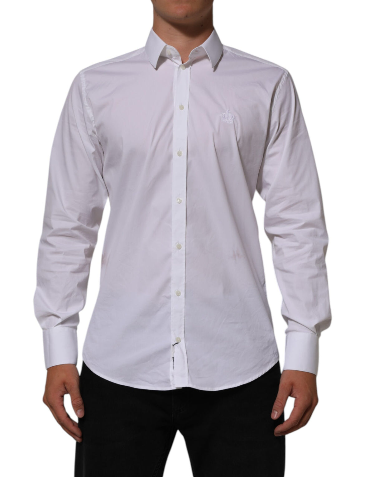 Chemise de ville pour homme Dolce &amp; Gabbana en coton blanc, modèle MARTINI.