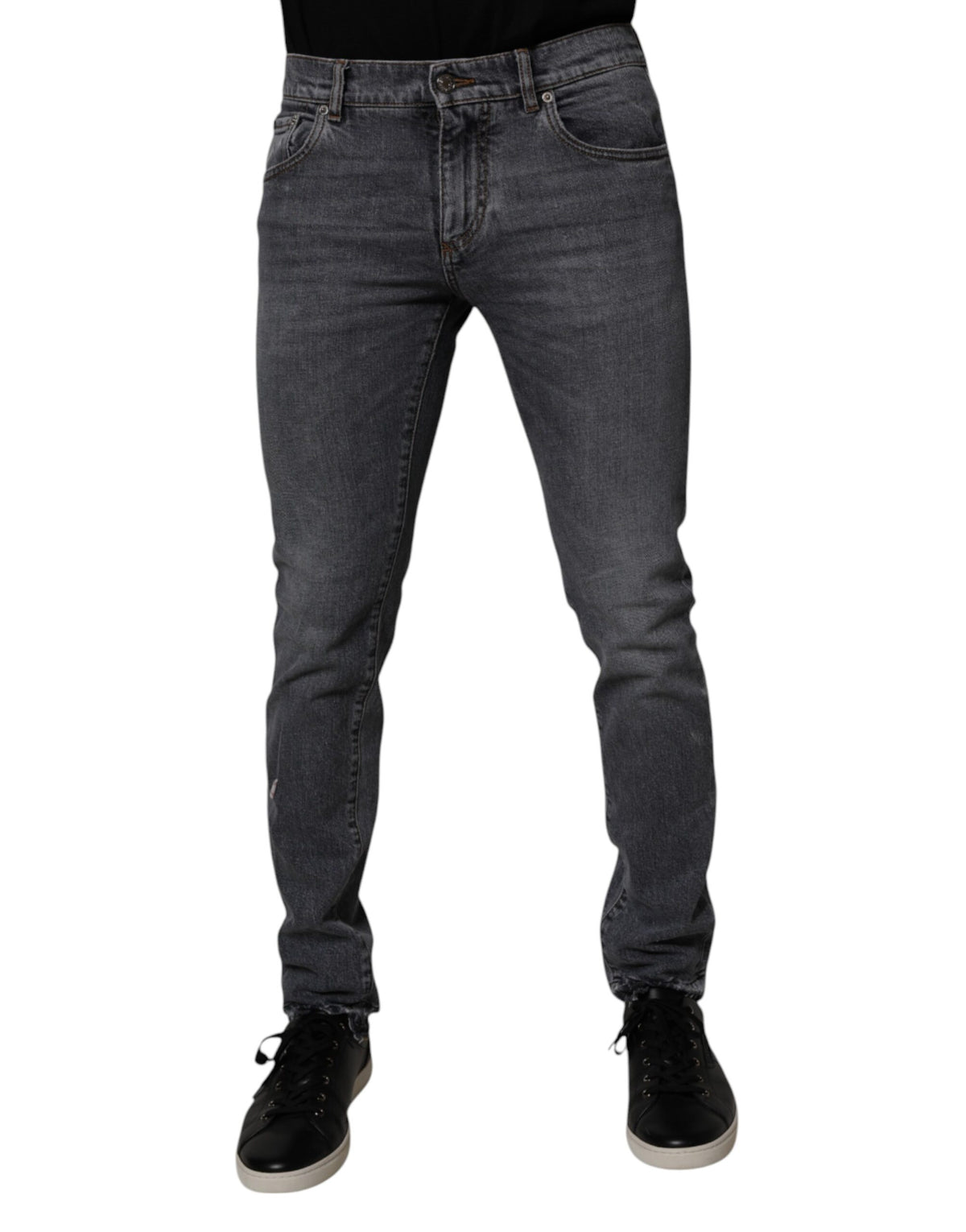Jeans skinny en coton extensible gris foncé de Dolce &amp; Gabbana