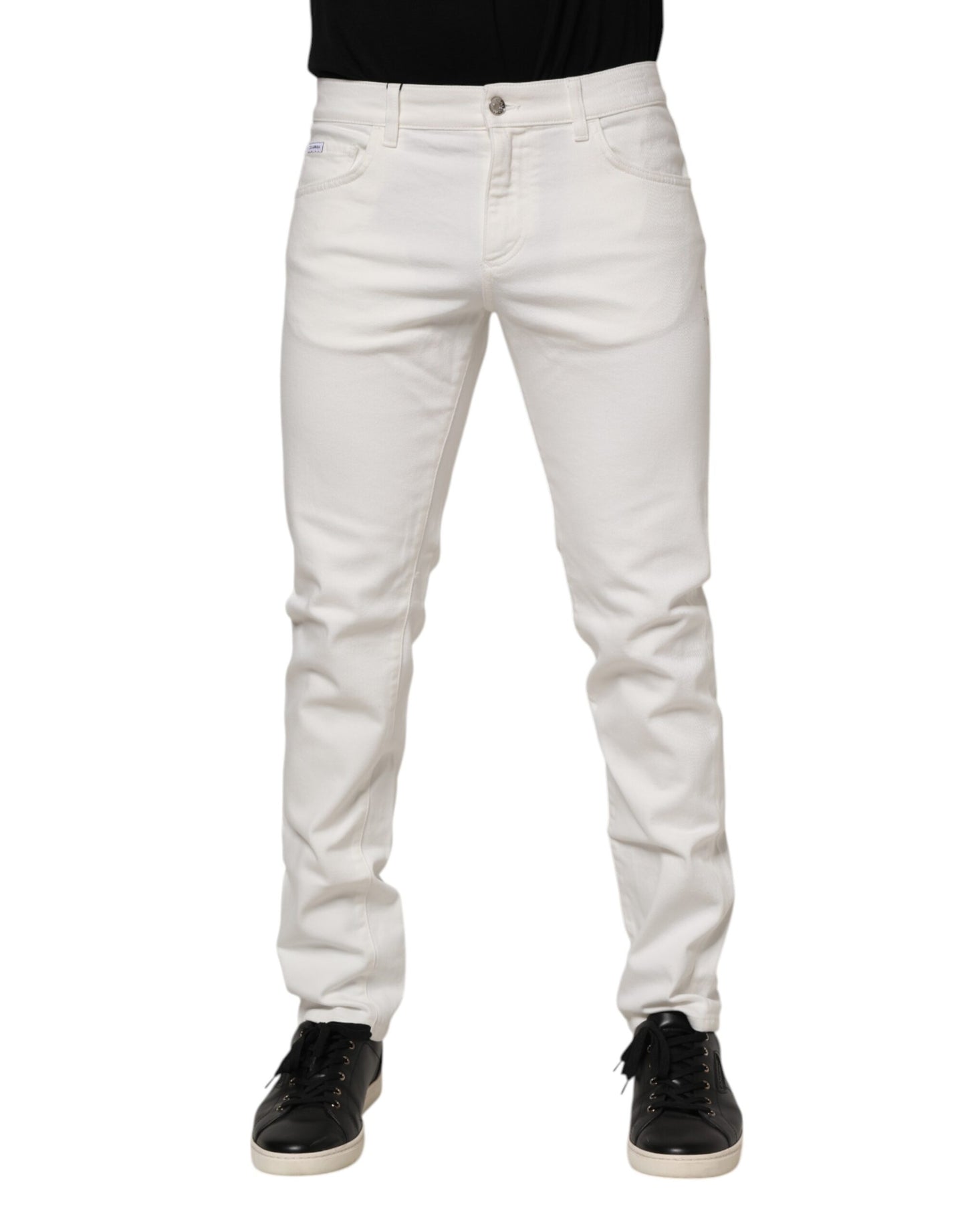 Jean Dolce &amp; Gabbana écru en coton stretch coupe slim