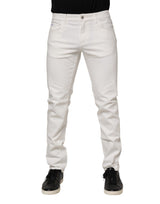 Jean Dolce &amp; Gabbana écru en coton stretch coupe slim