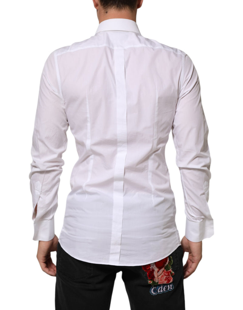 Chemise habillée Dolce &amp; Gabbana blanche en coton avec patch doré DGPatch