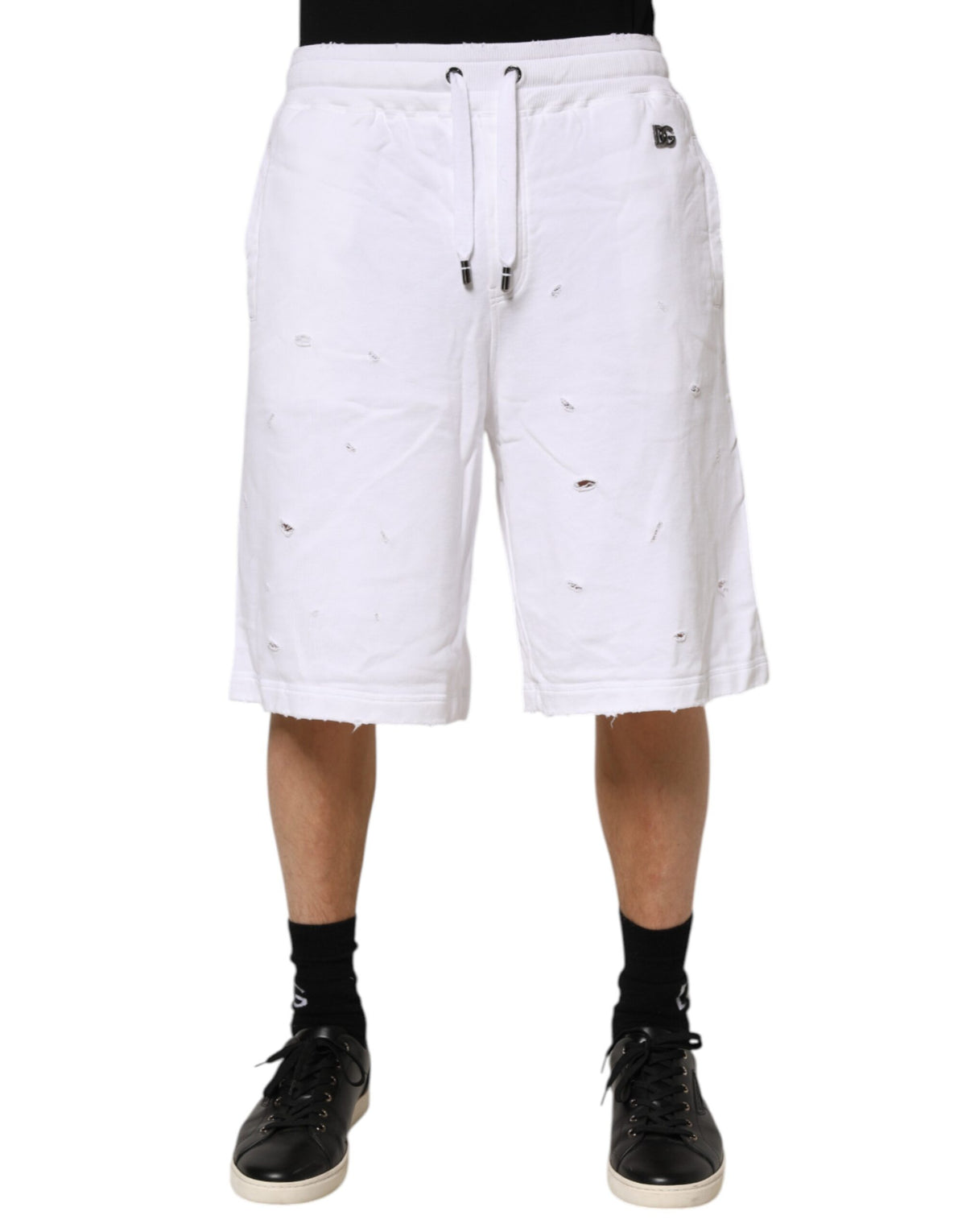 Bermuda décontracté Dolce &amp; Gabbana blanc déchiré taille mi-haute