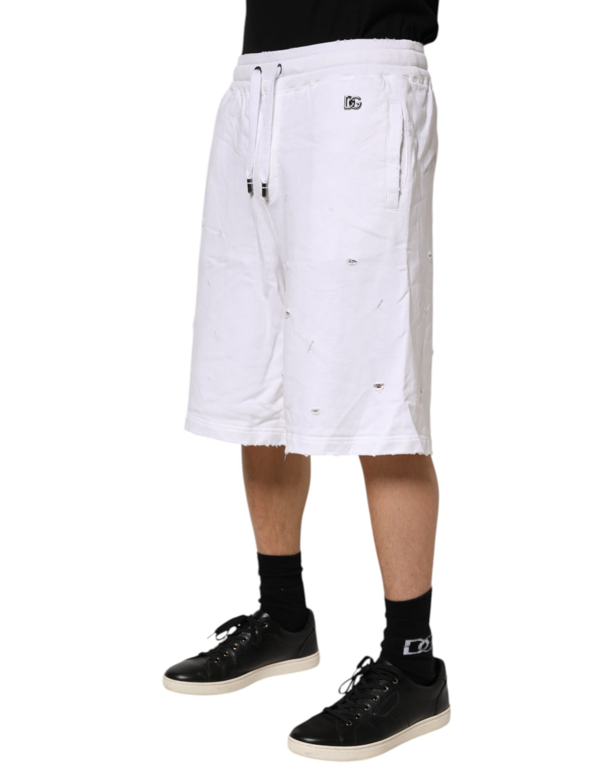 Bermuda décontracté Dolce &amp; Gabbana blanc déchiré taille mi-haute