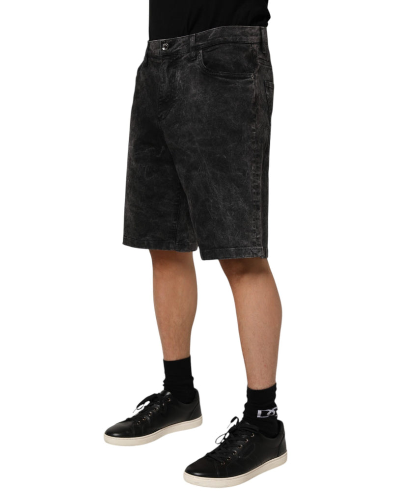 Bermuda homme Dolce &amp; Gabbana en denim noir 100 % coton, taille mi-haute