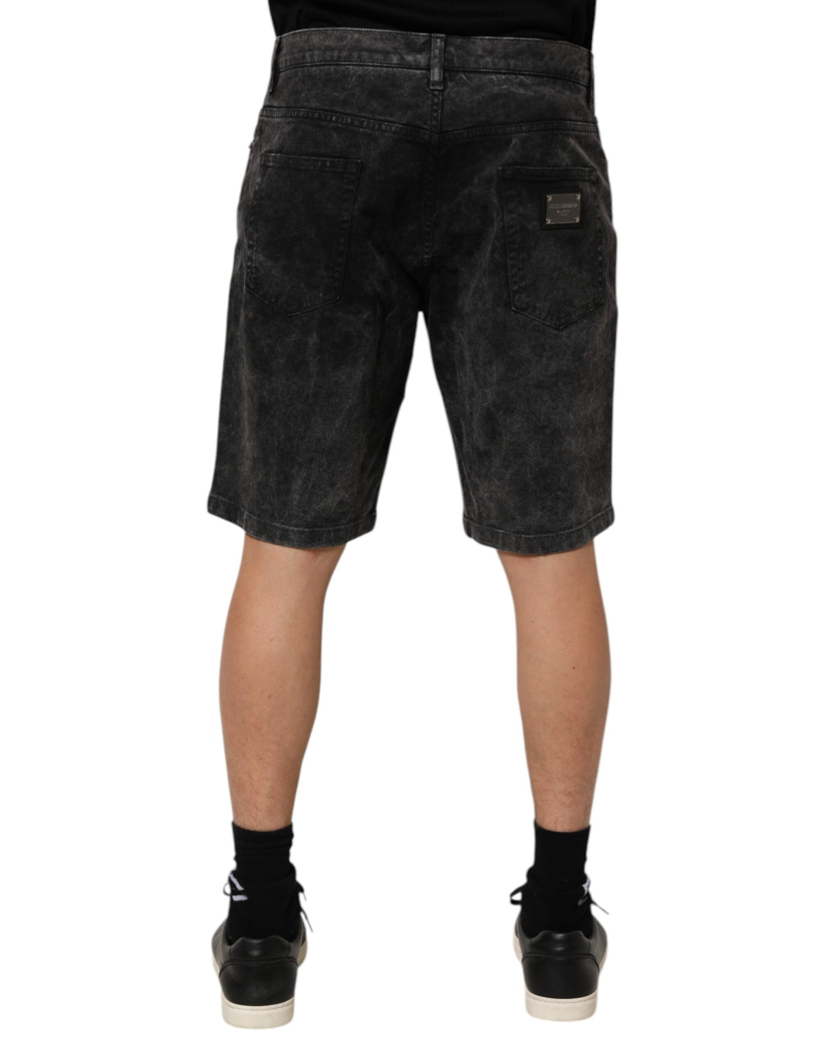 Bermuda homme Dolce &amp; Gabbana en denim noir 100 % coton, taille mi-haute
