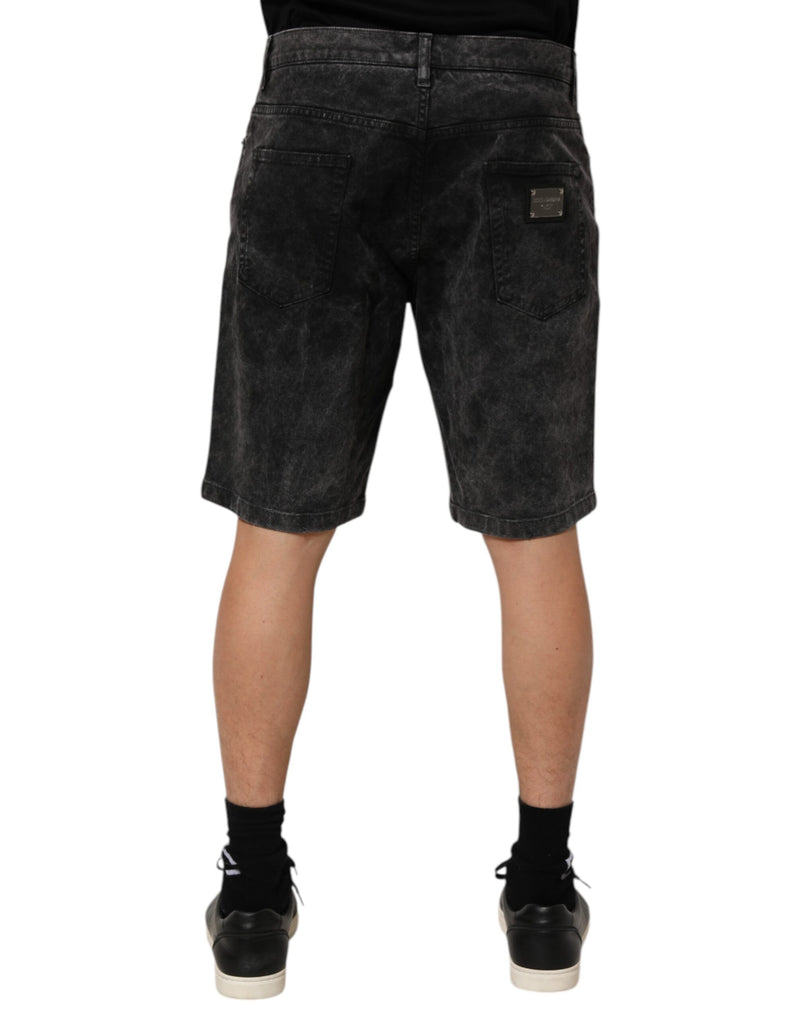 Bermuda homme Dolce &amp; Gabbana en denim noir 100 % coton, taille mi-haute