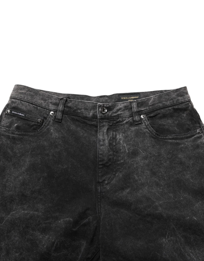 Bermuda homme Dolce &amp; Gabbana en denim noir 100 % coton, taille mi-haute