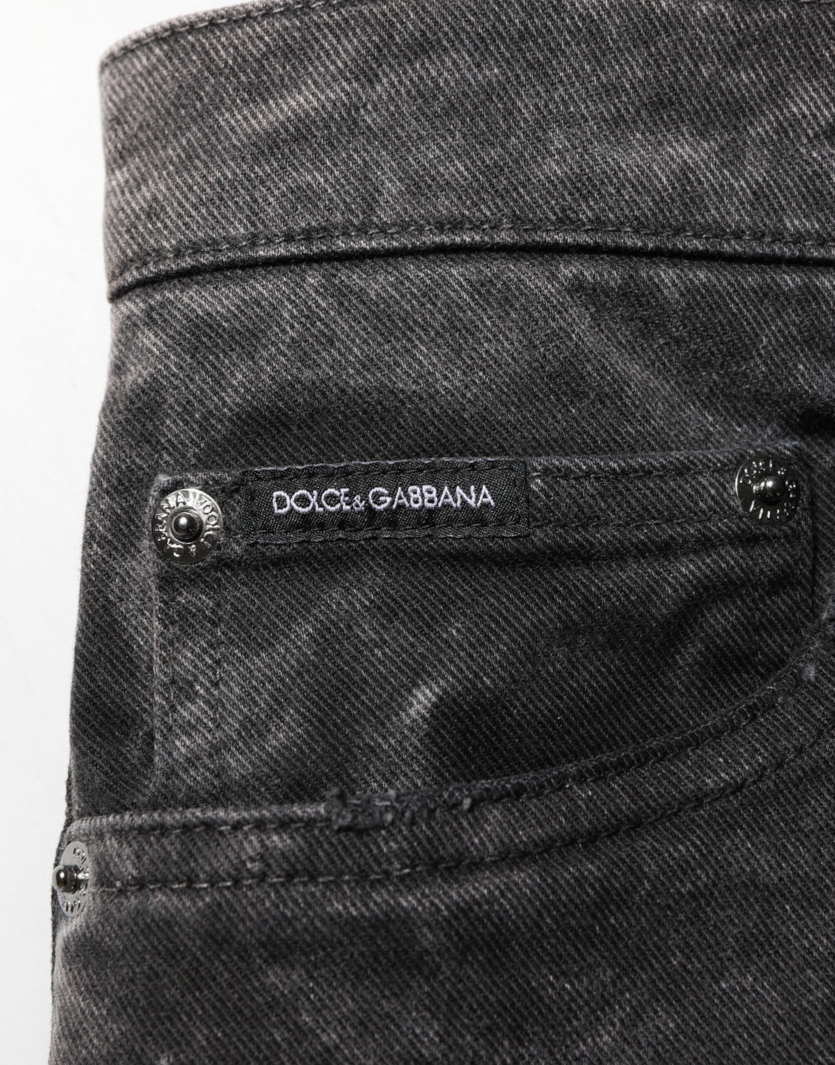 Bermuda homme Dolce &amp; Gabbana en denim noir 100 % coton, taille mi-haute