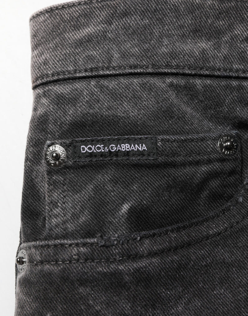 Bermuda homme Dolce &amp; Gabbana en denim noir 100 % coton, taille mi-haute