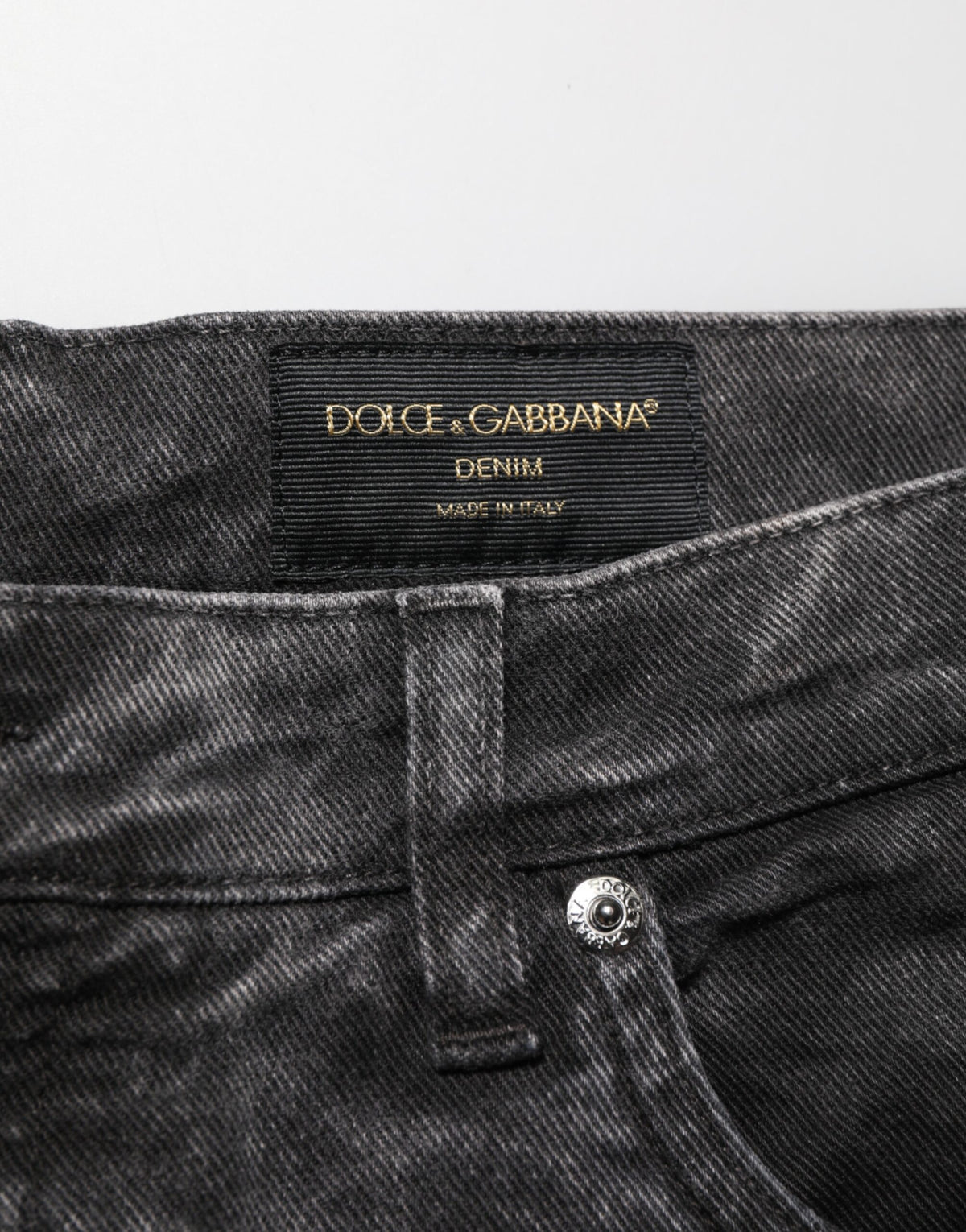 Bermuda homme Dolce &amp; Gabbana en denim noir 100 % coton, taille mi-haute