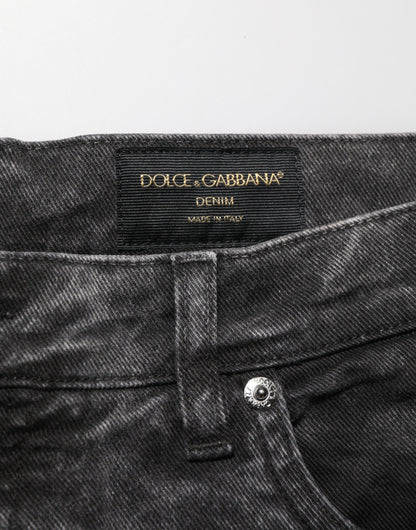 Dolce & Gabbana Black Cotton Mid Waist Denim Men Bermuda Short