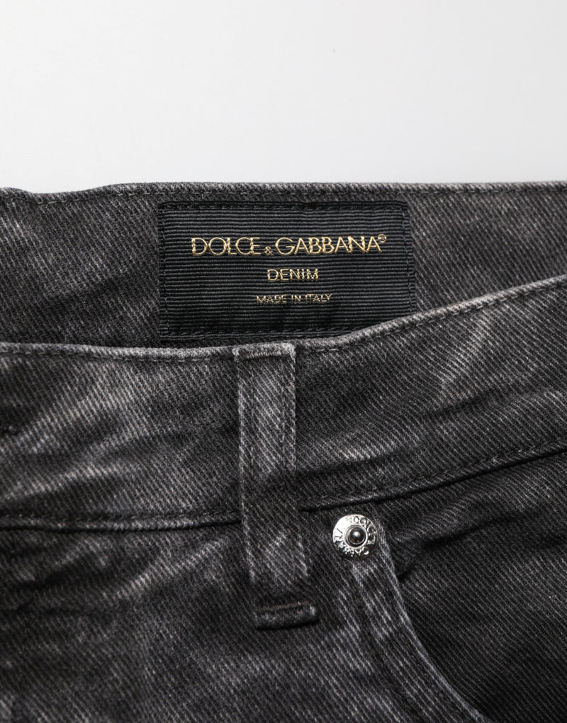 Bermuda homme Dolce &amp; Gabbana en denim noir 100 % coton, taille mi-haute