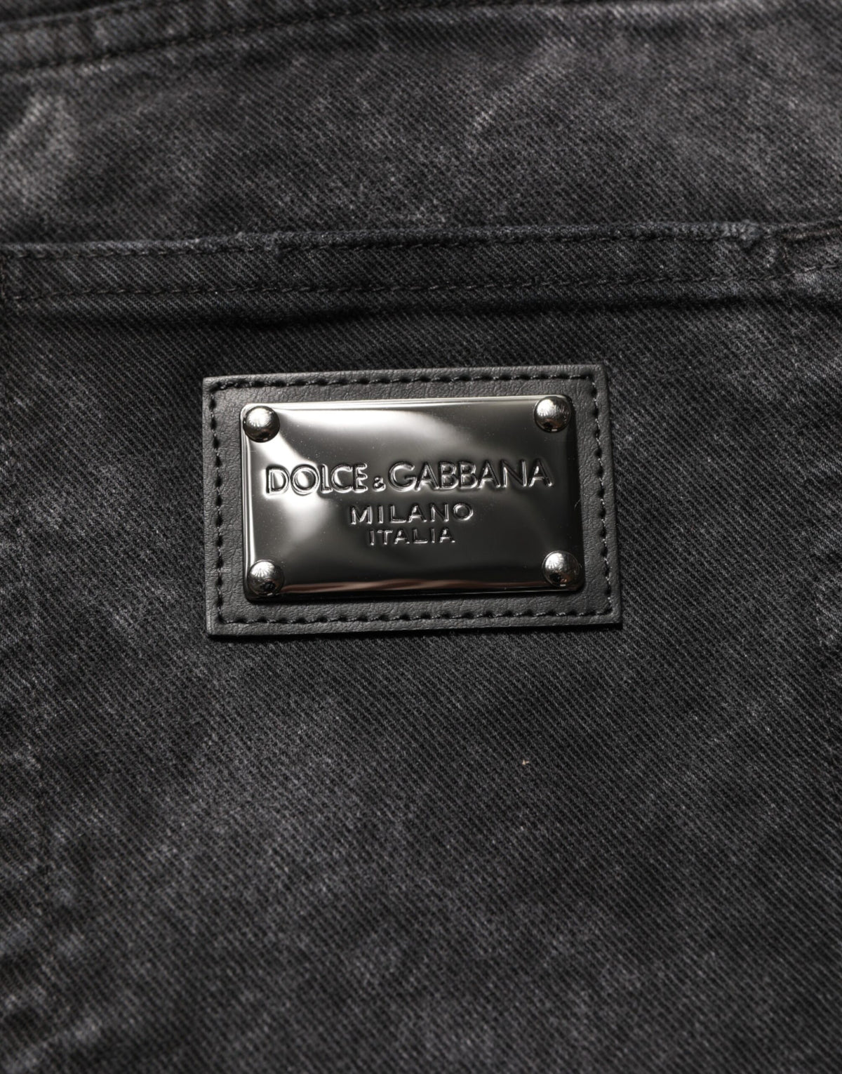 Bermuda homme Dolce &amp; Gabbana en denim noir 100 % coton, taille mi-haute