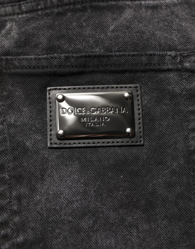 Bermuda homme Dolce &amp; Gabbana en denim noir 100 % coton, taille mi-haute