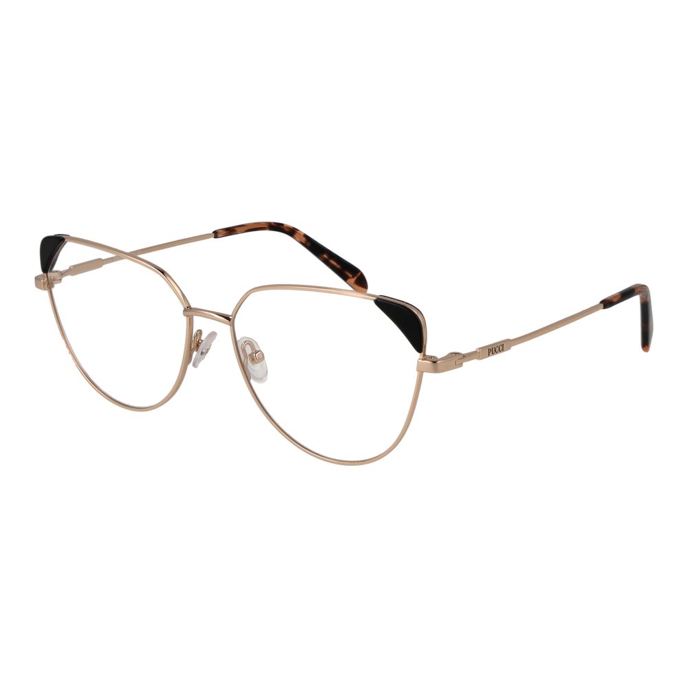 Emilio Pucci Gold Women Glasses Frame - Luxurious Cat-Eye Style