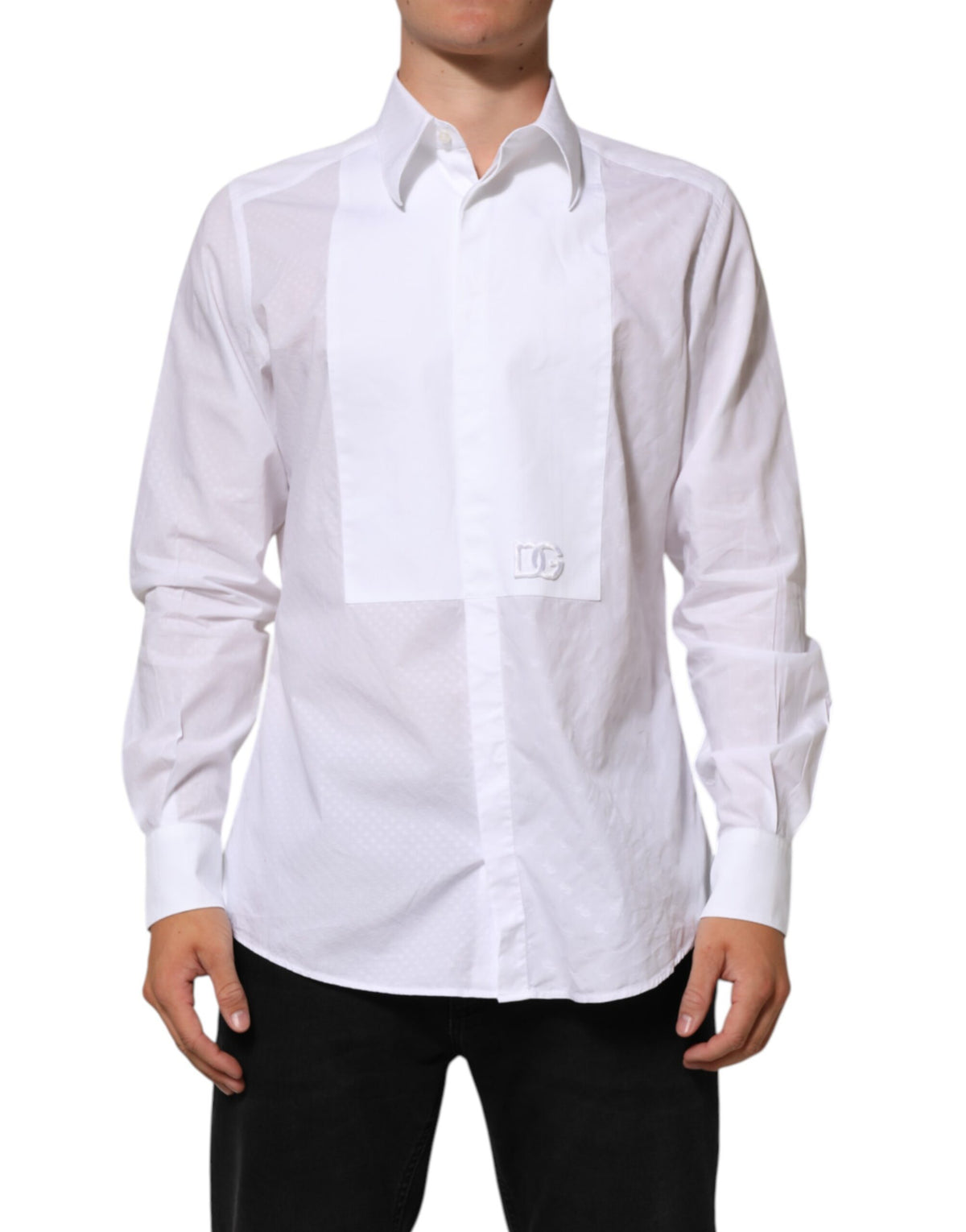 Chemise habillée Dolce &amp; Gabbana MARTINI en coton blanc à plastron