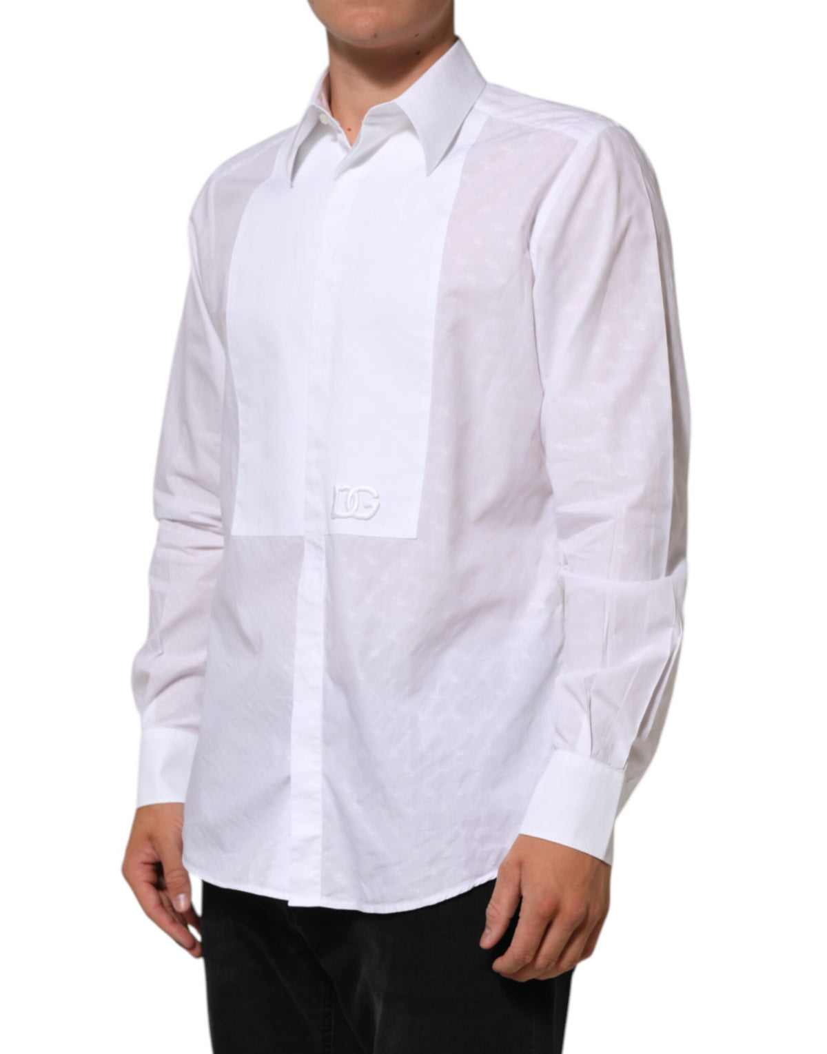 Chemise habillée Dolce &amp; Gabbana MARTINI en coton blanc à plastron