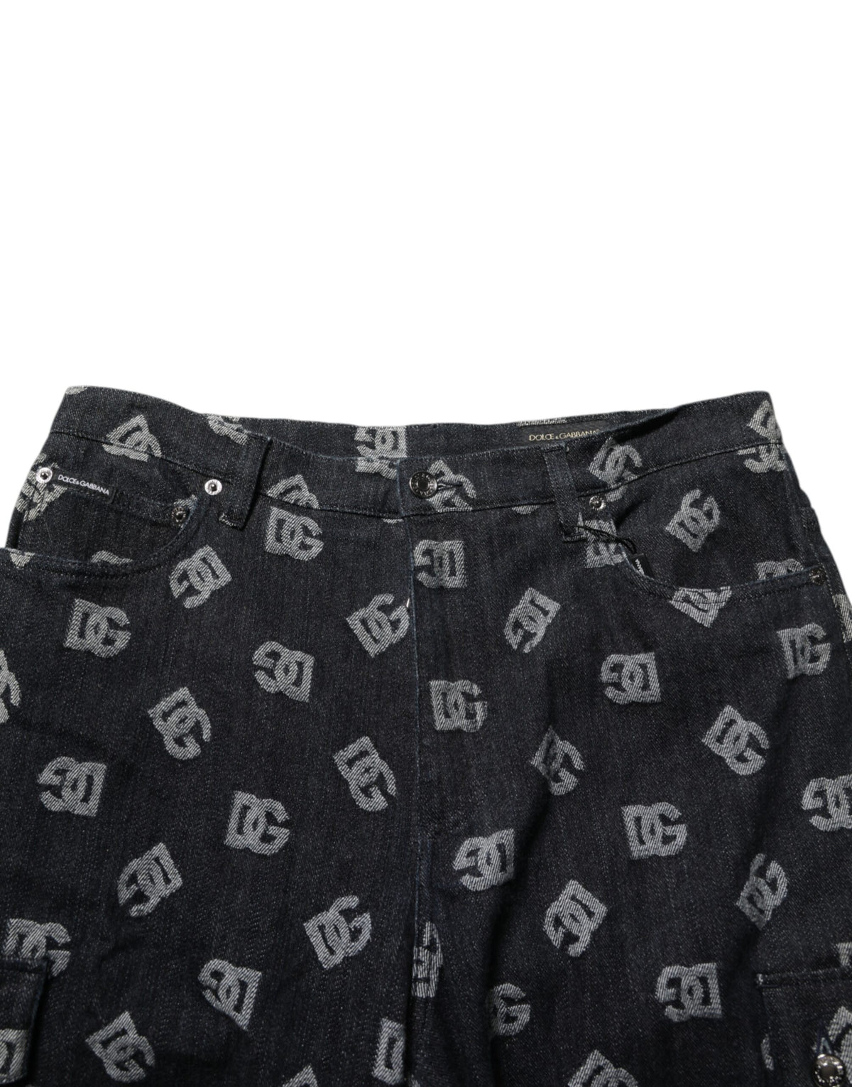 Bermuda cargo homme Dolce &amp; Gabbana en denim monogrammé noir