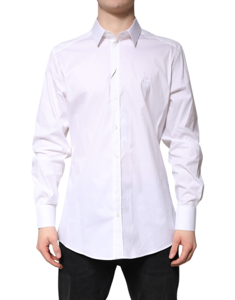 Chemise habillée Dolce &amp; Gabbana blanche en coton à col doré