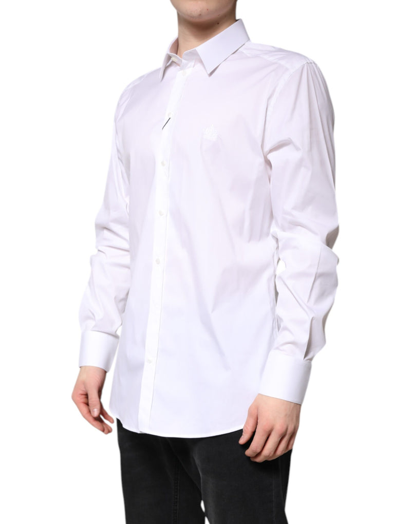 Chemise habillée Dolce &amp; Gabbana blanche en coton à col doré