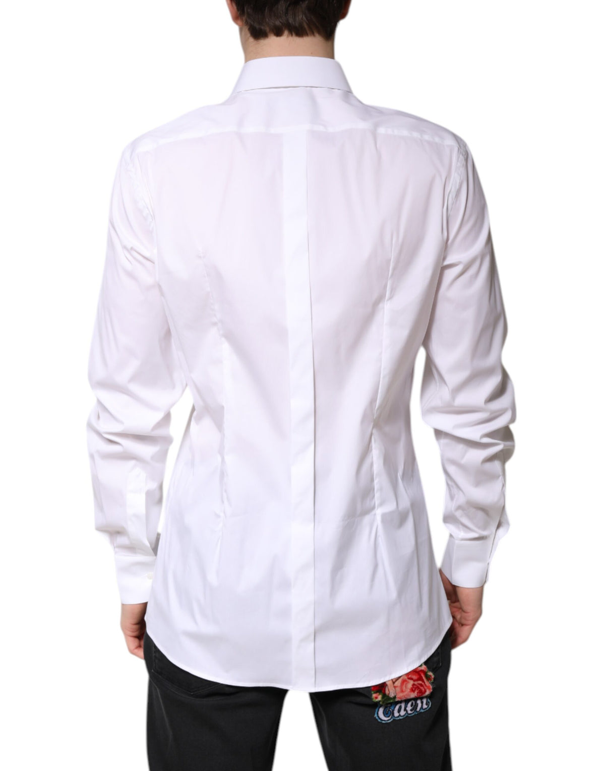 Chemise habillée Dolce &amp; Gabbana blanche en coton à col doré