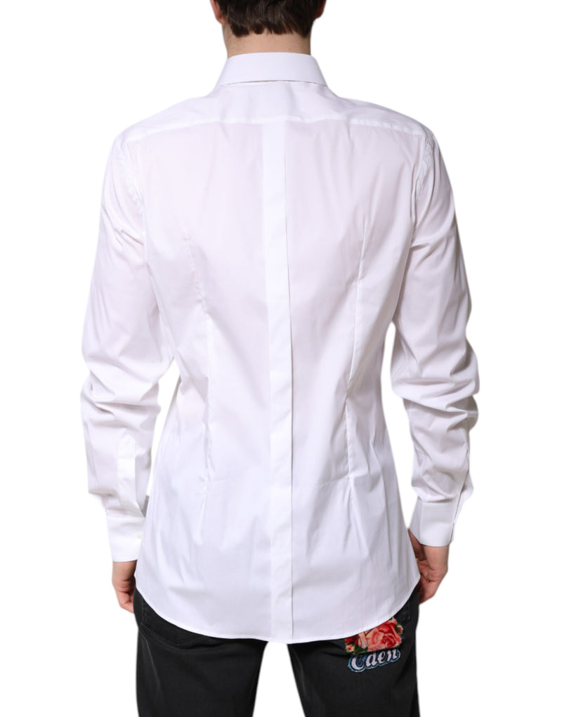 Chemise habillée Dolce &amp; Gabbana blanche en coton à col doré