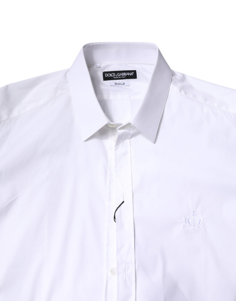 Chemise habillée Dolce &amp; Gabbana blanche en coton à col doré