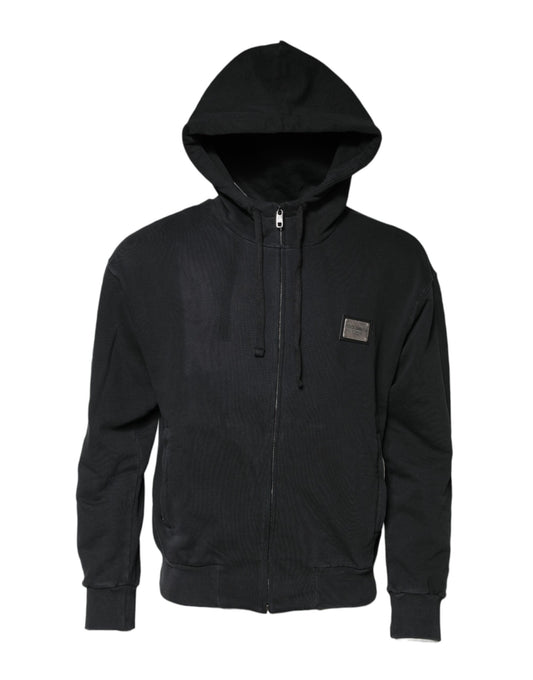 Sweat à capuche à fermeture éclair avec logo noir Dolce &amp; Gabbana