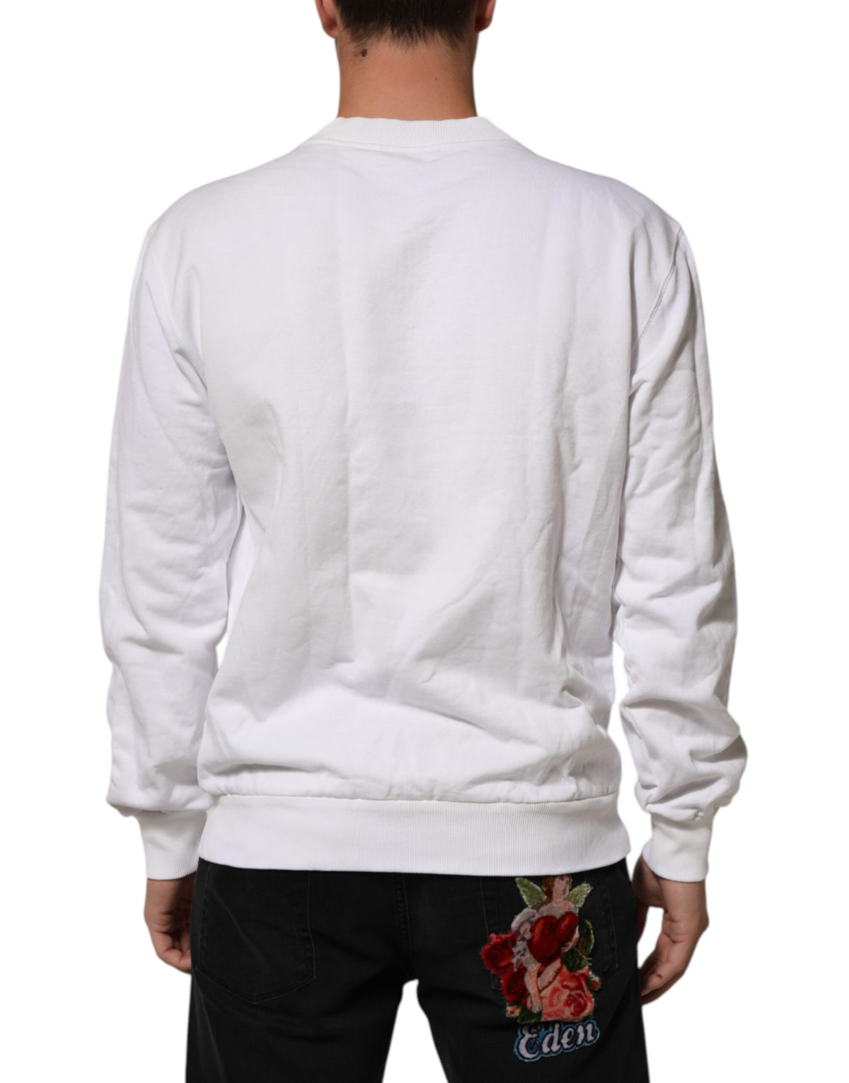 Pull en coton blanc à logo embossé pour homme de Dolce &amp; Gabbana