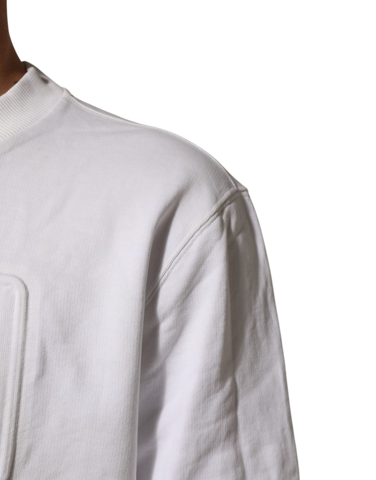Pull en coton blanc à logo embossé pour homme de Dolce &amp; Gabbana