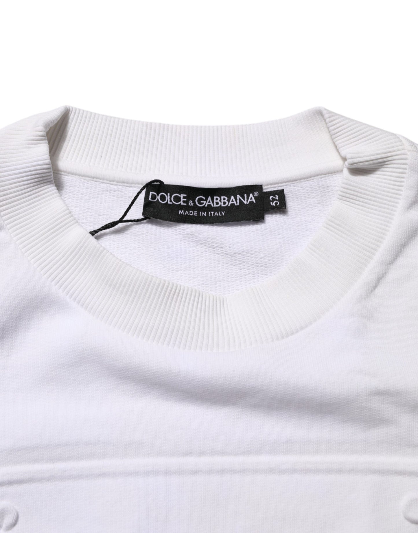 Dolce & Gabbana White Embossed Logo Men Sweatshirt Sweater