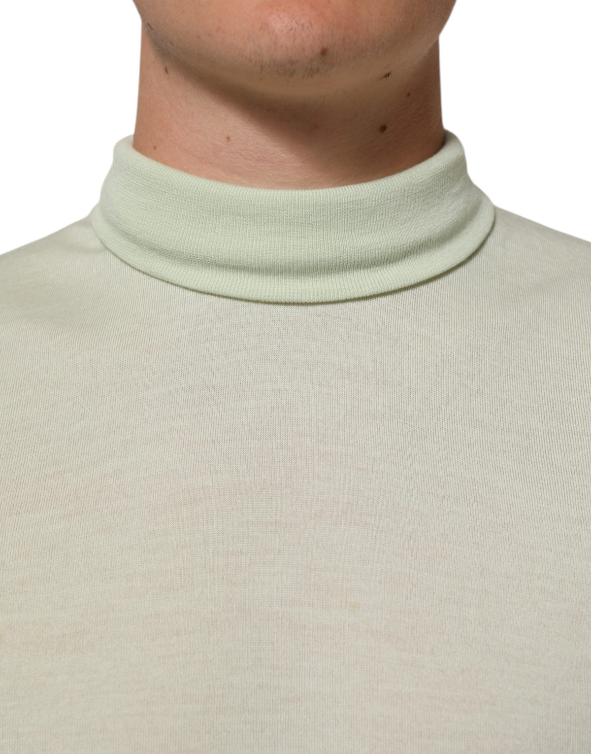 Pull col montant en jersey vert clair avec logo Dolce &amp; Gabbana