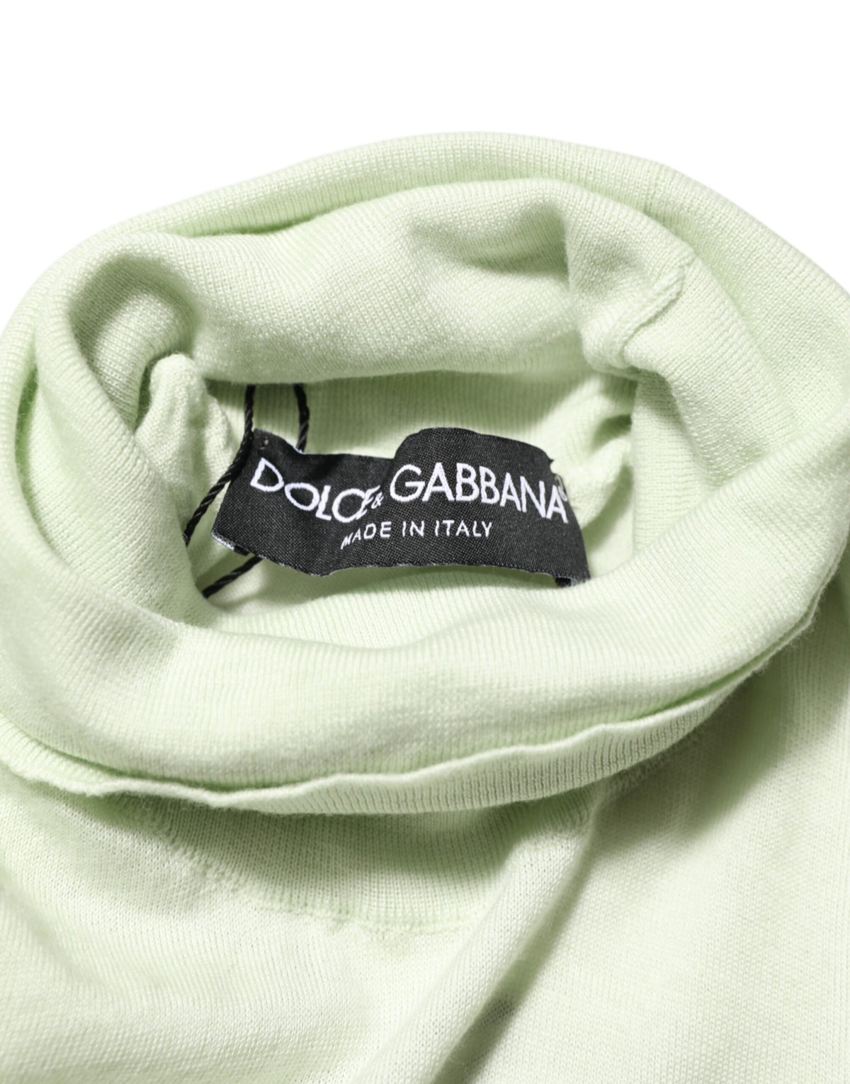 Pull col montant en jersey vert clair avec logo Dolce &amp; Gabbana