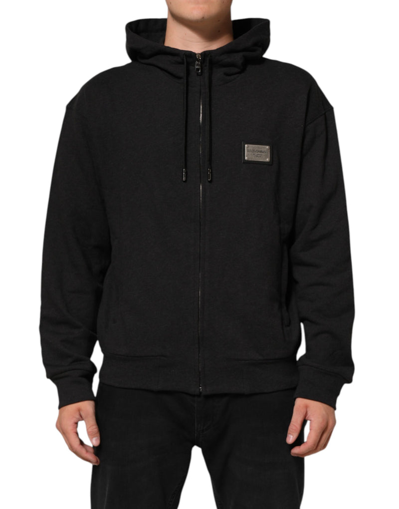 Sweat à capuche à fermeture éclair avec logo noir Dolce &amp; Gabbana