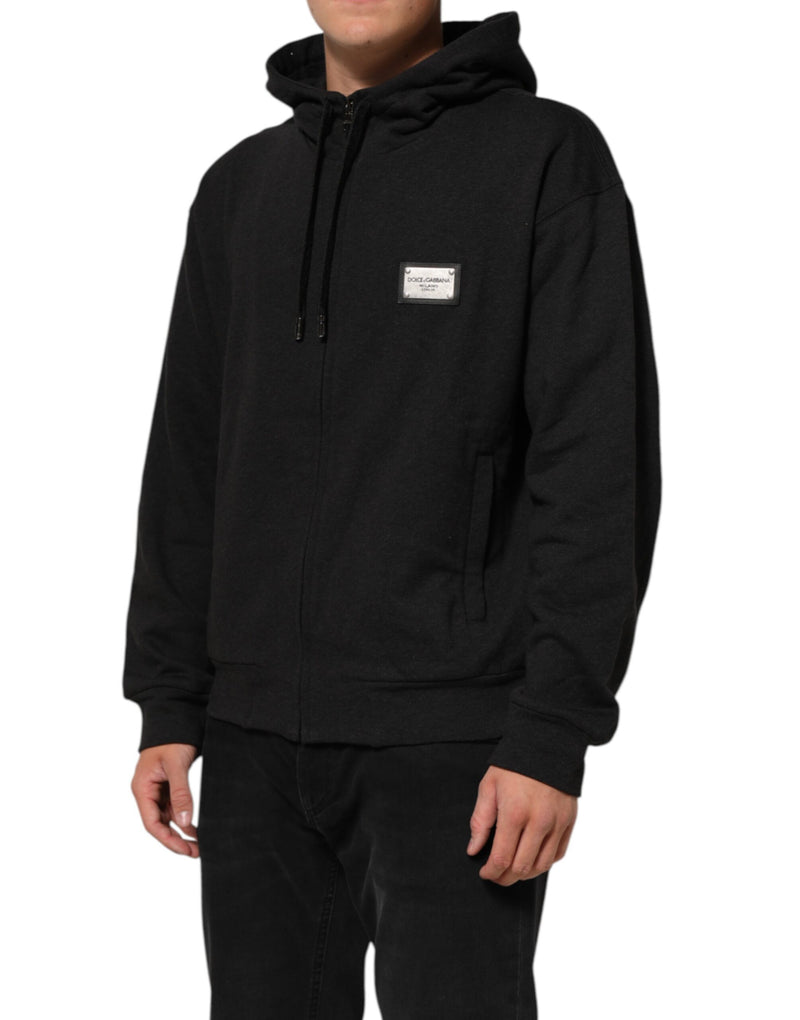 Sweat à capuche à fermeture éclair avec logo noir Dolce &amp; Gabbana