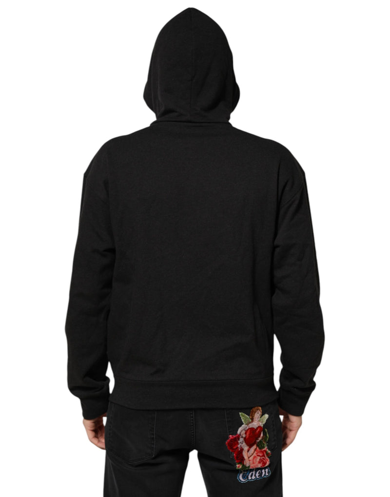Sweat à capuche à fermeture éclair avec logo noir Dolce &amp; Gabbana